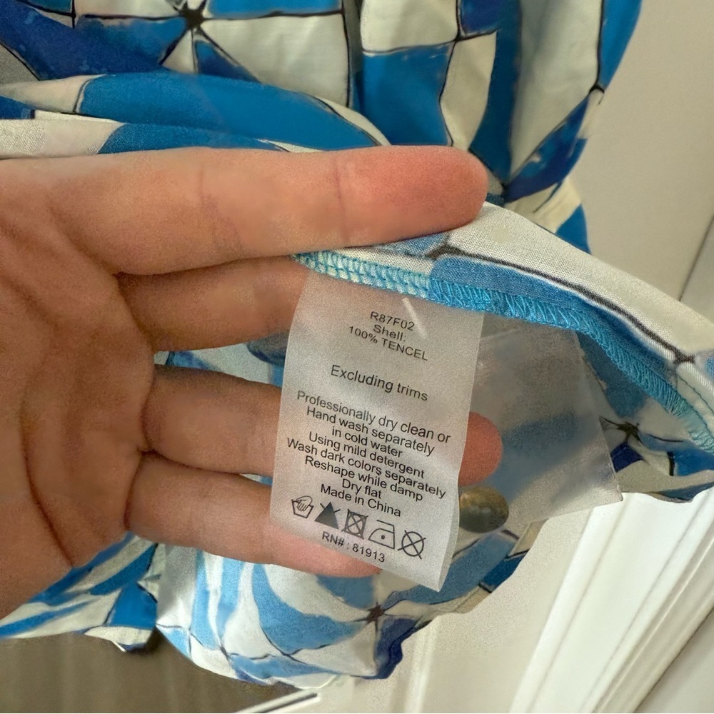 New Hope For Flowers Tracy Reese Blouse Size Large Color Blue White - Picture 5 of 5